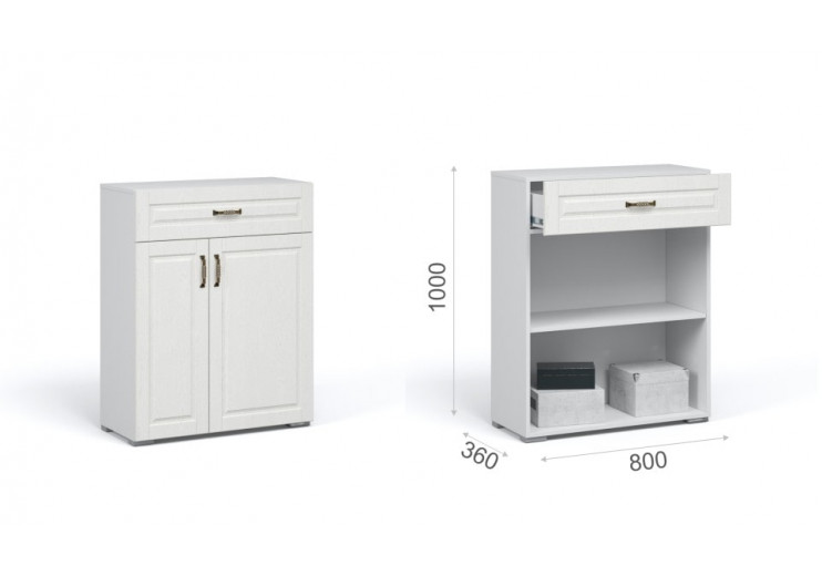                     Прихожая Лацио Комод 2д 1ящ Белое дерево (ручка бронза)