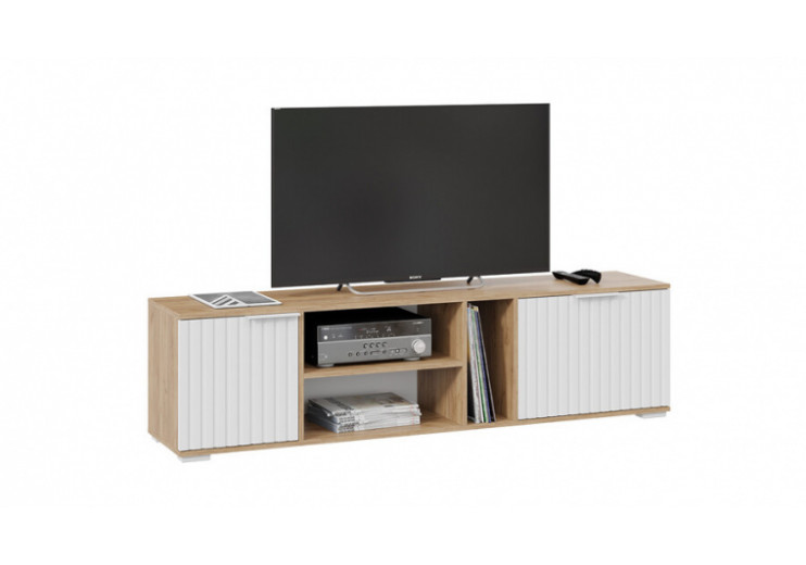 Хилтон тумба под ТВ - 413.11 Дуб Крафт золотой, Белый матовый