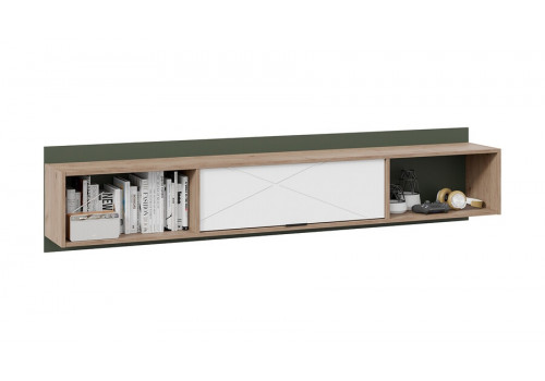 Шкаф навесной «Лео» - ТД-410.12.21 Гикори джексон/Белый матовый/Дымчатый зеленый