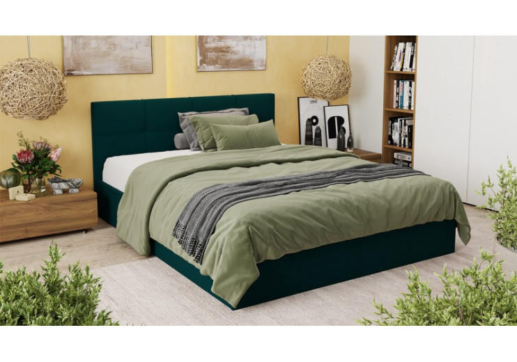 Кровать с ПМ «Лора» (с подъемным механизмом) с заглушиной Велюр Confetti Izumrud