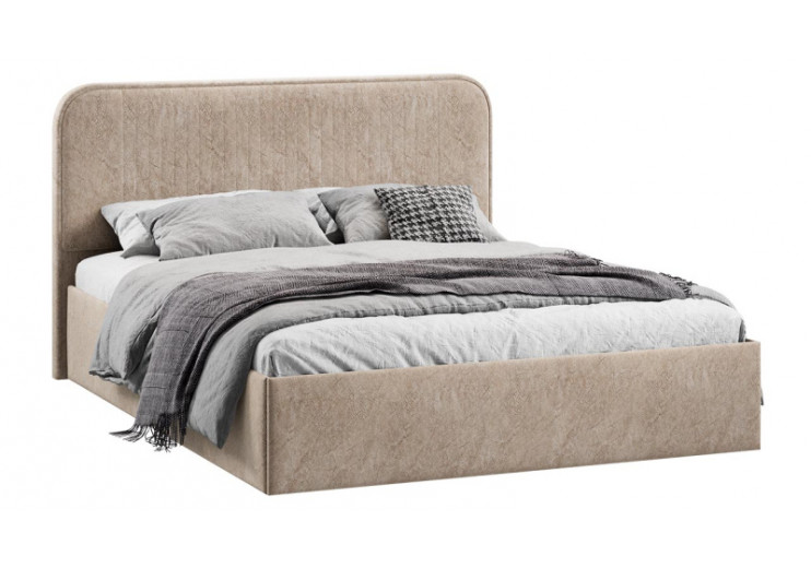 Кровать с ПМ «Тиффани» Тип 1 с заглушиной Микровелюр Wellmart Dark Beige