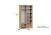 Шкаф-купе с 2 глухими дверями «Оскар Хилтон» Ручка серебро, Дуб Крафт золотой, Кашемир сатин