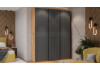 Шкаф-купе с 3 глухими дверями «Оскар Хилтон» Ручка черная, Дуб Крафт золотой, Графит матовый
