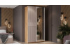 Шкаф-купе с 1 глухой и 1 зеркальной дверями «Оскар Хилтон» Ручка белая, Дуб Крафт золотой, Кашемир сатин