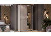 Шкаф-купе с 1 глухой и 1 зеркальной дверями «Оскар Хилтон» Ручка серебро, Кашемир, Кашемир сатин