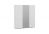 Шкаф-купе с 2 глухими и 1 зеркальной дверями «Оскар Хилтон» Ручка белая, Белый снег, Белый матовый