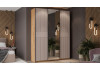 Шкаф-купе с 2 глухими и 1 зеркальной дверями «Оскар Хилтон» Ручка черная, Дуб Крафт золотой, Кашемир, Кашемир сатин
