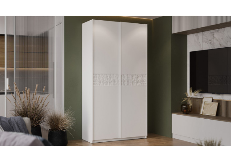 Шкаф-купе с 2 глухими дверями «Оскар Скания» Ручка белая, Белый снег, Белый матовый