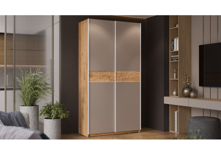 Шкаф-купе с 2 глухими дверями «Оскар Скания» Ручка белая, Дуб Крафт золотой, Кашемир, Дуб тортугга