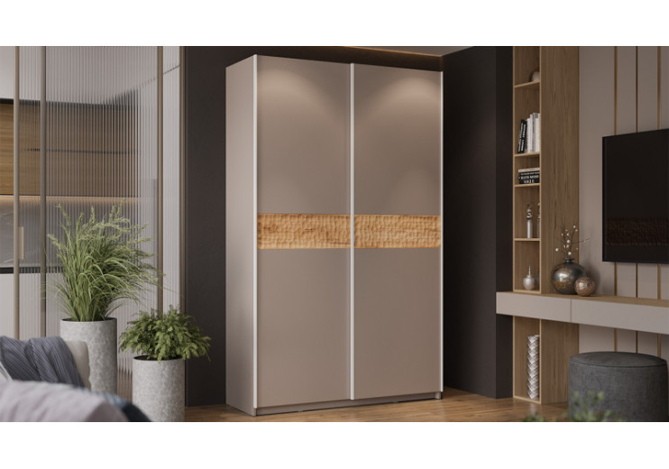 Шкаф-купе с 2 глухими дверями «Оскар Скания» Ручка белая, Кашемир, Дуб тортугга