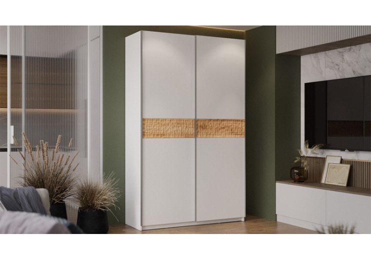 Шкаф-купе с 2 глухими дверями «Оскар Скания» Ручка серебро, Белый снег, Дуб тортугга