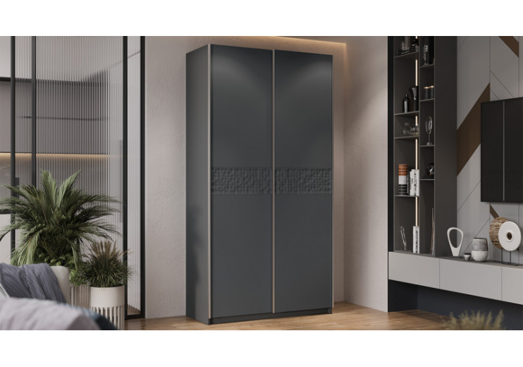 Шкаф-купе с 2 глухими дверями «Оскар Скания» Ручка серебро, Серый графит, Графит матовый