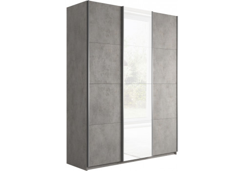 Шкаф-купе Прайм 3-х дверный (ЛДСП/Стекло белое/ЛДСП) Бетон