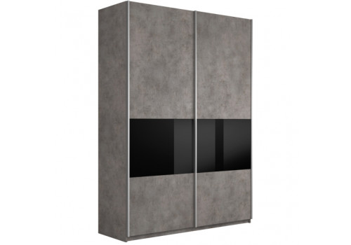 Шкаф-купе Прайм 2-х дверный (3 секции ДСП/стекло черное)бетон